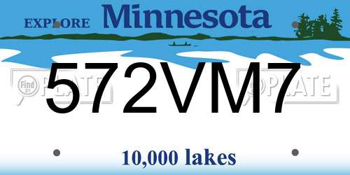 572VM7 Minnesota License Plate