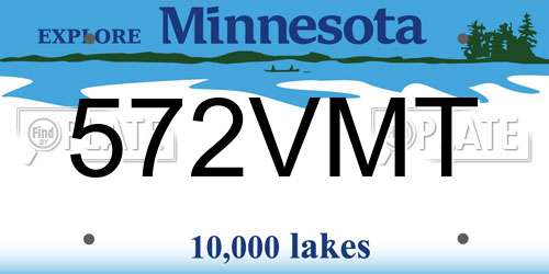 572VMT Minnesota License Plate