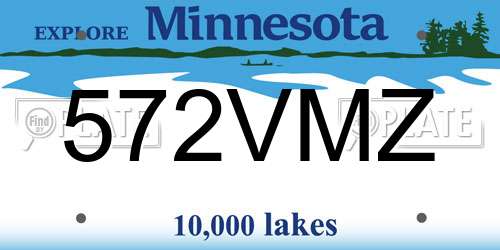 572VMZ Minnesota License Plate