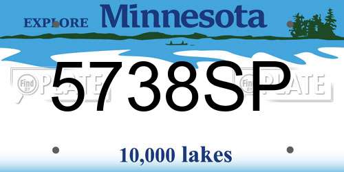 5738SP Minnesota License Plate