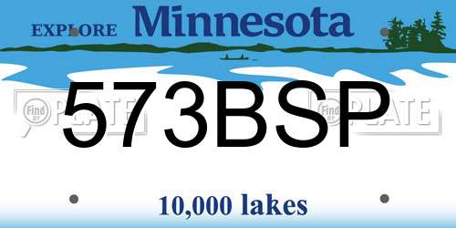 573BSP Minnesota License Plate