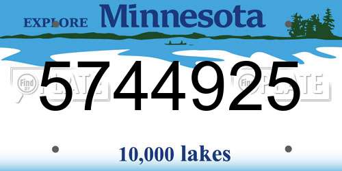 5744925 Minnesota License Plate