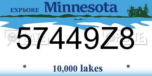 57449Z8 Minnesota License Plate