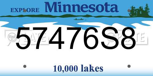 57476S8 Minnesota License Plate