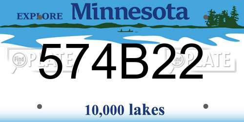 574B22 Minnesota License Plate