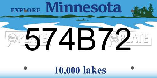 574B72 Minnesota License Plate