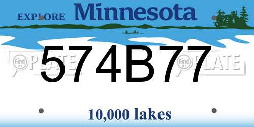 574B77 Minnesota License Plate