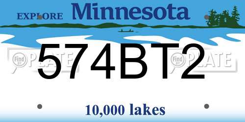 574BT2 Minnesota License Plate