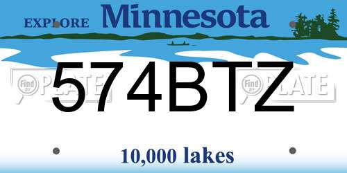 574BTZ Minnesota License Plate