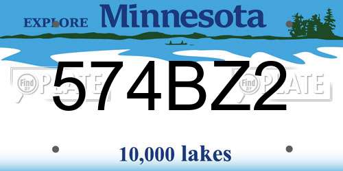 574BZ2 Minnesota License Plate