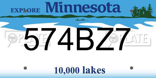 574BZ7 Minnesota License Plate