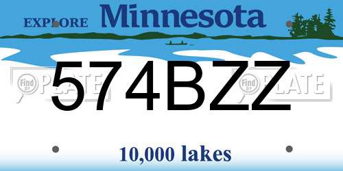 574BZZ Minnesota License Plate