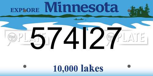 574I27 Minnesota License Plate