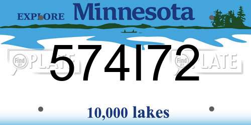 574I72 Minnesota License Plate