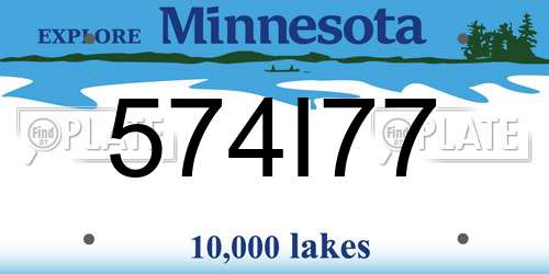574I77 Minnesota License Plate