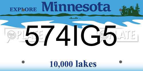 574IG5 Minnesota License Plate