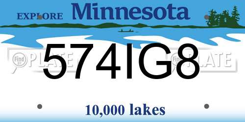 574IG8 Minnesota License Plate