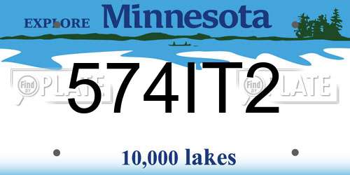 574IT2 Minnesota License Plate