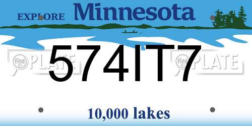 574IT7 Minnesota License Plate