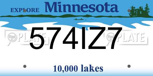 574IZ7 Minnesota License Plate