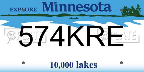 574KRE Minnesota License Plate