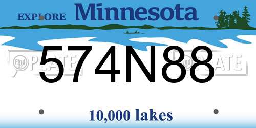 574N88 Minnesota License Plate