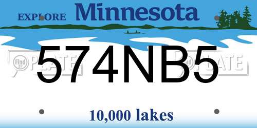 574NB5 Minnesota License Plate