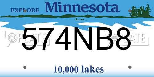 574NB8 Minnesota License Plate
