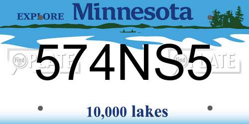 574NS5 Minnesota License Plate