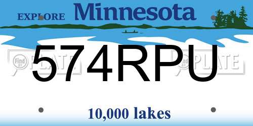 574RPU Minnesota License Plate