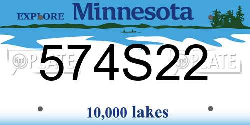 574S22 Minnesota License Plate