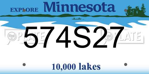 574S27 Minnesota License Plate
