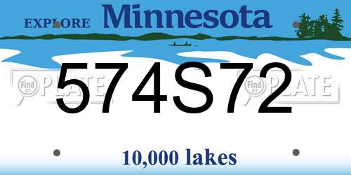 574S72 Minnesota License Plate