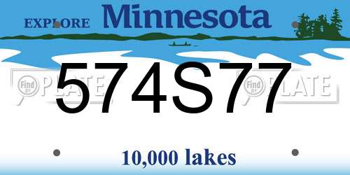 574S77 Minnesota License Plate