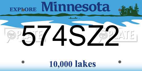 574SZ2 Minnesota License Plate