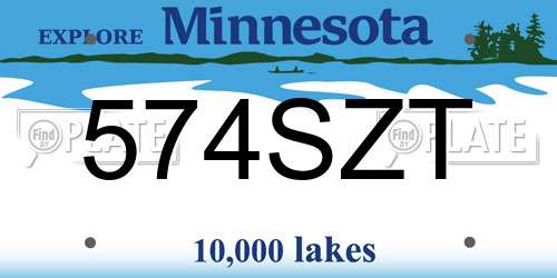 574SZT Minnesota License Plate