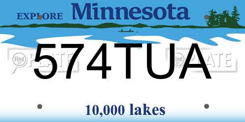 574TUA Minnesota License Plate