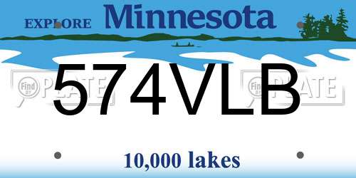 574VLB Minnesota License Plate