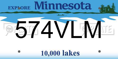 574VLM Minnesota License Plate