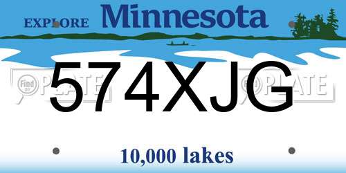 574XJG Minnesota License Plate