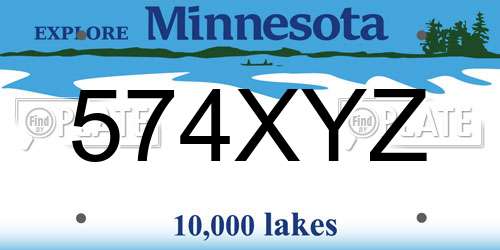 574XYZ Minnesota License Plate