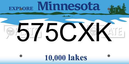 575CXK Minnesota License Plate