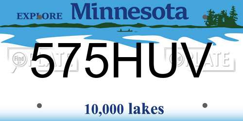 575HUV Minnesota License Plate