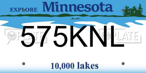 575KNL Minnesota License Plate