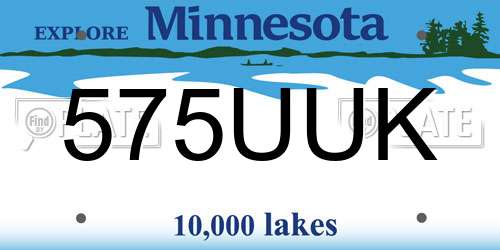 575UUK Minnesota License Plate