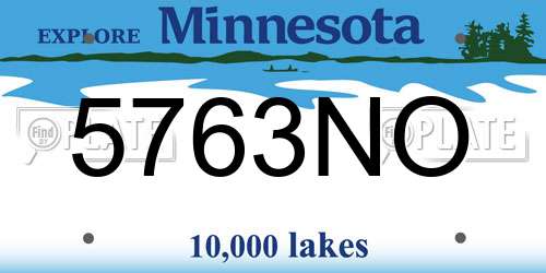 5763NO Minnesota License Plate