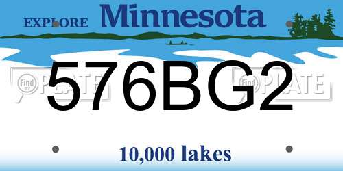 576BG2 Minnesota License Plate