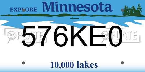 576KE0 Minnesota License Plate