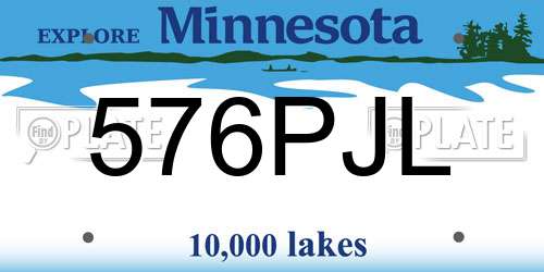 576PJL Minnesota License Plate