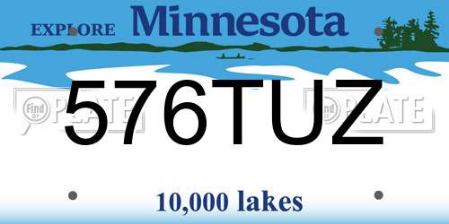 576TUZ Minnesota License Plate